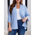 thumbnail image 2 of Women Plus Size Casual Lightweight Sweater Open Front Solid 3/4 Sleeve Cardigan, 2 of 5