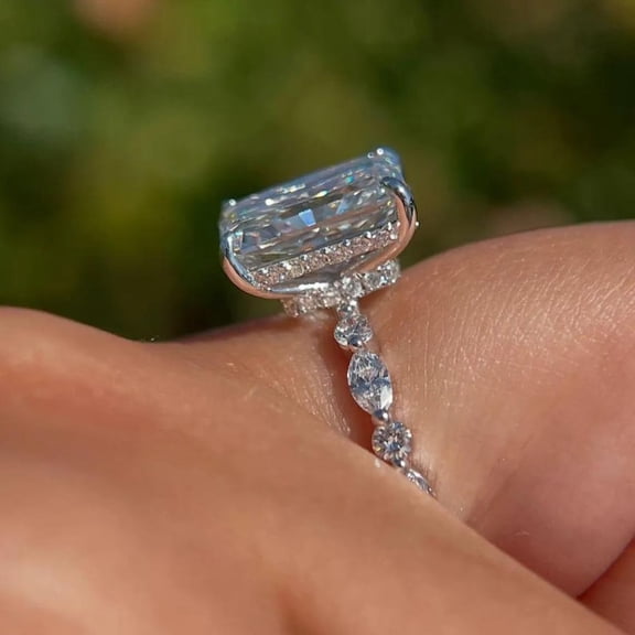 3Ct Radiant Cut Lab Created Diamond Solitaire Ring In 14K White Gold Plated