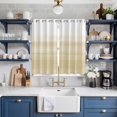 thumbnail image 2 of Beige White Stripes Kitchen Curtains 63 Inch Length, Farmhouse Modern Gradient Lines Grommet Top Bedroom Living Room Curtains, Light Filtering Cafe Curtain Drapes 2 Panels Set 84''x63'', 2 of 9