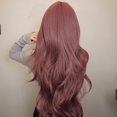 thumbnail image 3 of Pelucas sintéticas onduladas con flequillo para mujer, pelo largo ombré, color morado polvoriento, Natural, uso diario, fiesta, Cosplay, resistente al calor, 3 of 4