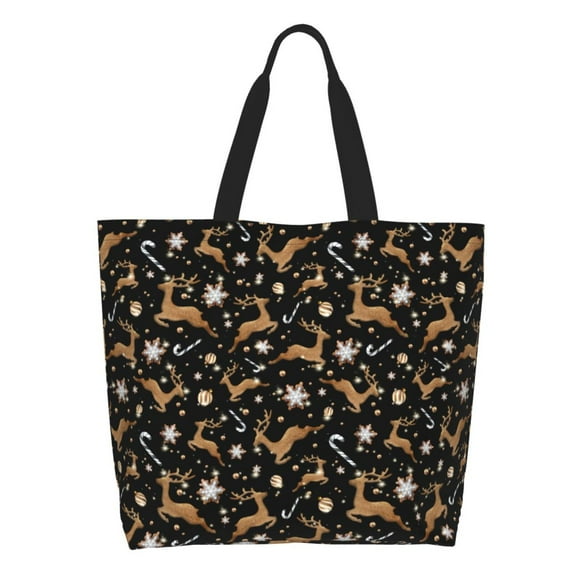 Gaeub Christmas Cookie Reindeer Tote Bags for Women,Large Capacity Bag Reusable Grocery Shoulder Bag with Inner Pockets