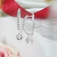 thumbnail image 2 of JeenMata 1 Carat Round Brilliant Cut Diamond and Moissanite - 4 Prong Pave Set Huggie Hoop Earrings - 18K White Gold Plating over Silver, 2 of 6