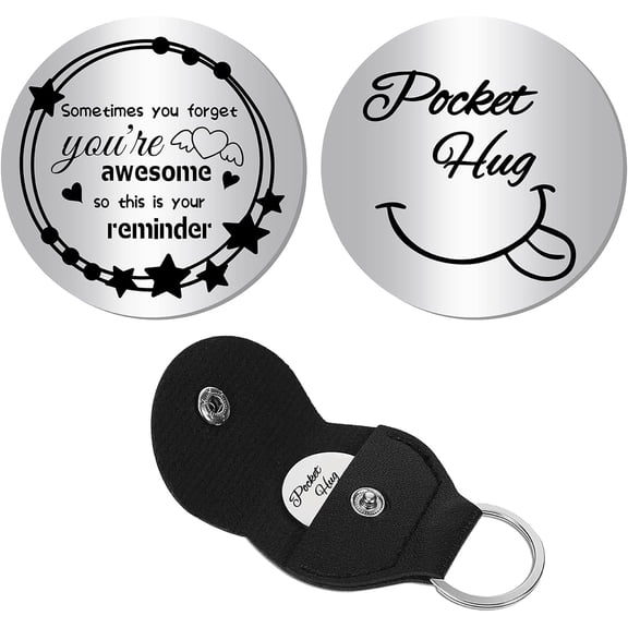 Pocket Hug Token Inspiration Gift Long Distance Relationship Keepsake Stainless Steel Double Sided 1set