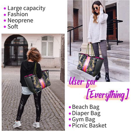 Neoprene Tote Bag, Large Tote Bag, Beach Travel Bag
