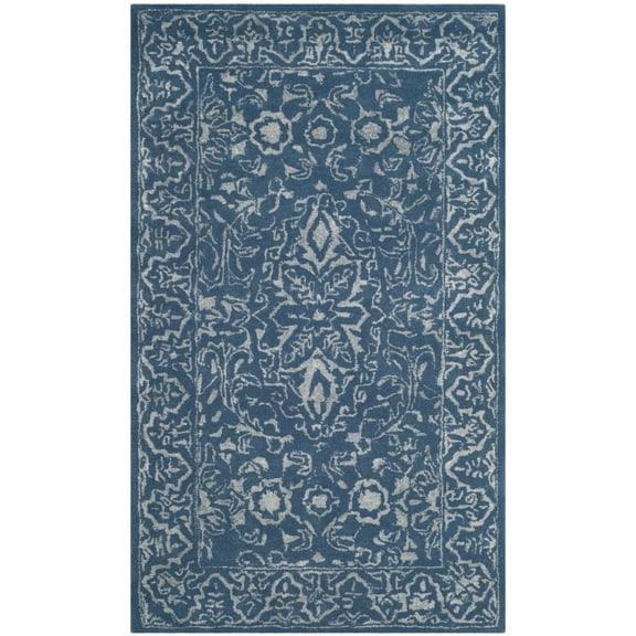 SAFAVIEH Glamour Kalisha Traditional Wool Area Rug, Grey/Blue, 3' x 5'