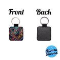 thumbnail image 4 of Psychedelic Lots of Cats Vibrant Colors Faux Leather Square Keychain, 4 of 7
