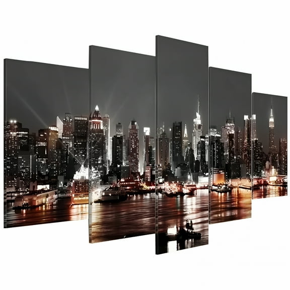 LAMIRO 5 Pcs Canvas Wall Art Decor Picture Simple Fashion Decorative Painting Wall Painting New York Picture Wall Decor for Living Room Bedroom Home Office Decoration