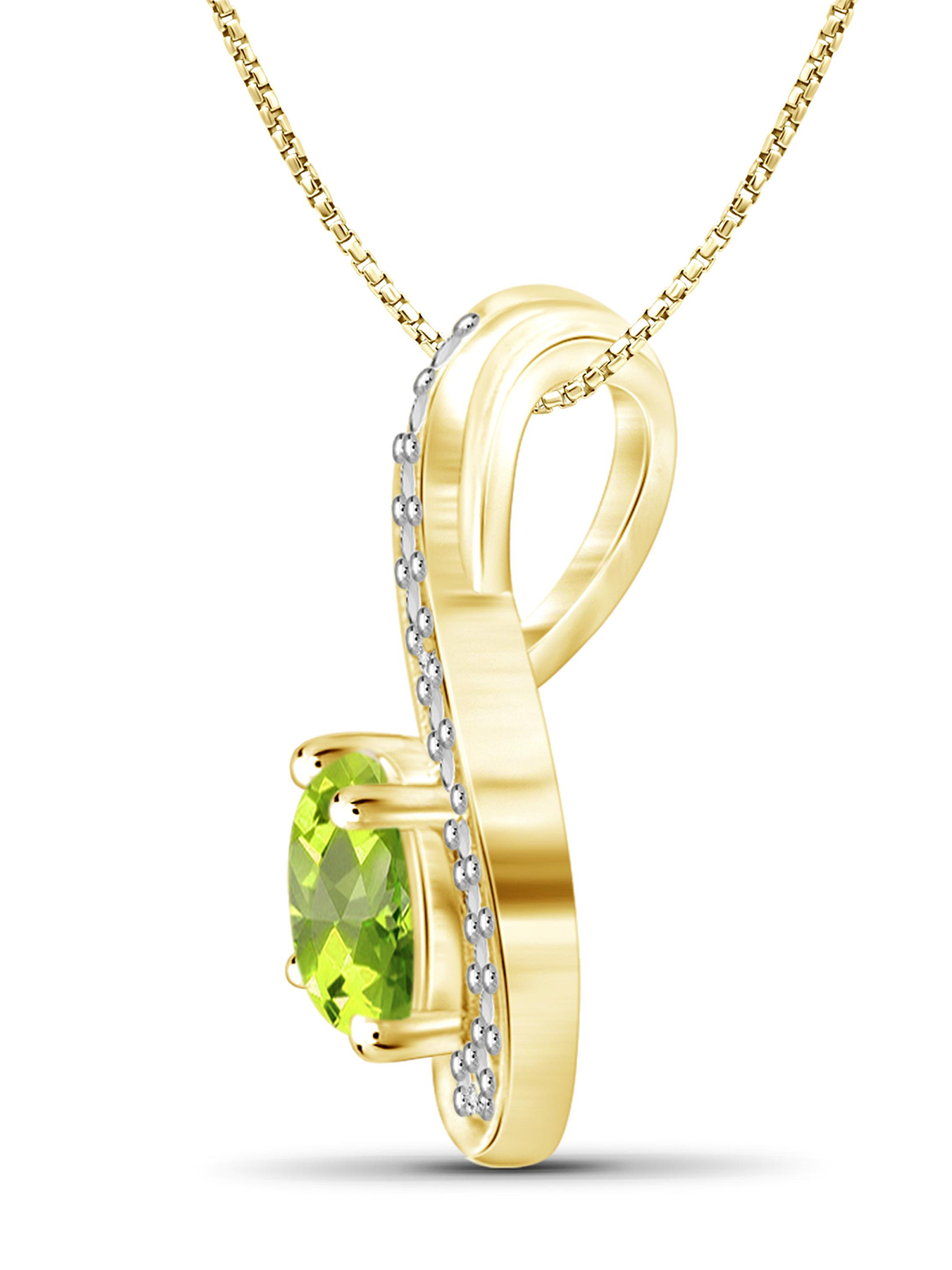 JewelersClub 3/4 Carat T.G.W. Peridot And White Diamond Accent 14k Gold Over Silver Pendant