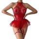 thumbnail image 1 of Gibobby Sujetador De Encaje Para Mujer Ropa Lencería para Mujer Encaje Interior Halter Chemise V Cuello Camisón Sexy Ropa de Dormir Camisón Malla(Rojo, G), 1 of 5
