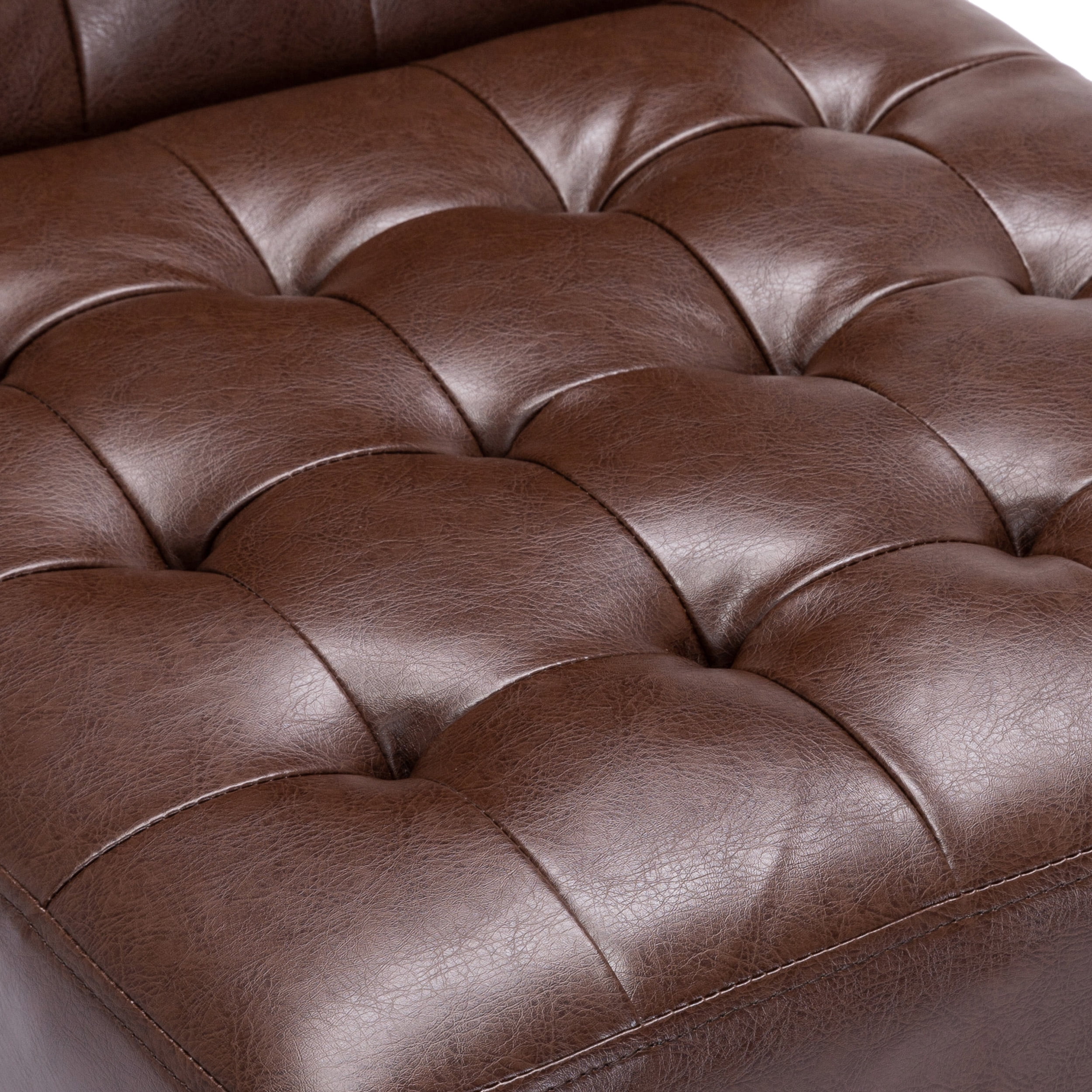 Noble House Voll Faux Leather Tufted Slipper Chair, Dark Brown