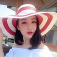 thumbnail image 3 of Cheers.US Women Stripe Straw Hat Wide Brim Sun Hat Foldable Summer Beach Caps Gift for Mom Wife Girlfriend, 3 of 3