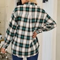 thumbnail image 5 of Womens Classic Plaid Shirt Long Sleeve Cotton Button Down Up Shirts Stylish Loose Blouse V Neck Tops Women's Plaid Loose Cardigan Long Sleeved Shirt And Long Sleeved Collar Top Shirt, 5 of 6