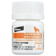 Elanco Tapeworm Dewormer (Praziquantel Tablets) for Dog & Puppies, 5-Count