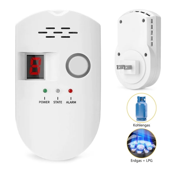 Natural Gas Detector with Digital Display,85dB Alarm,Plug-in Gas Leak Sensor for Home,Kitchen,Restaurant,Hotel,School,Warehouse Safety Monitor
