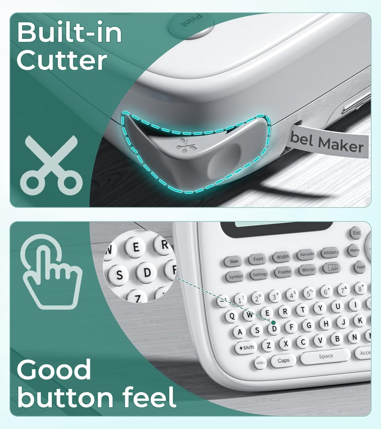 Label Maker Waterproof Labels, Labeler Machine with Tape, 16+ Bolder/Handwritten Fonts & Intuitive Shortcut Keys, 12mm Removable Freezer Food Labels for Jars/Containers/Bottle