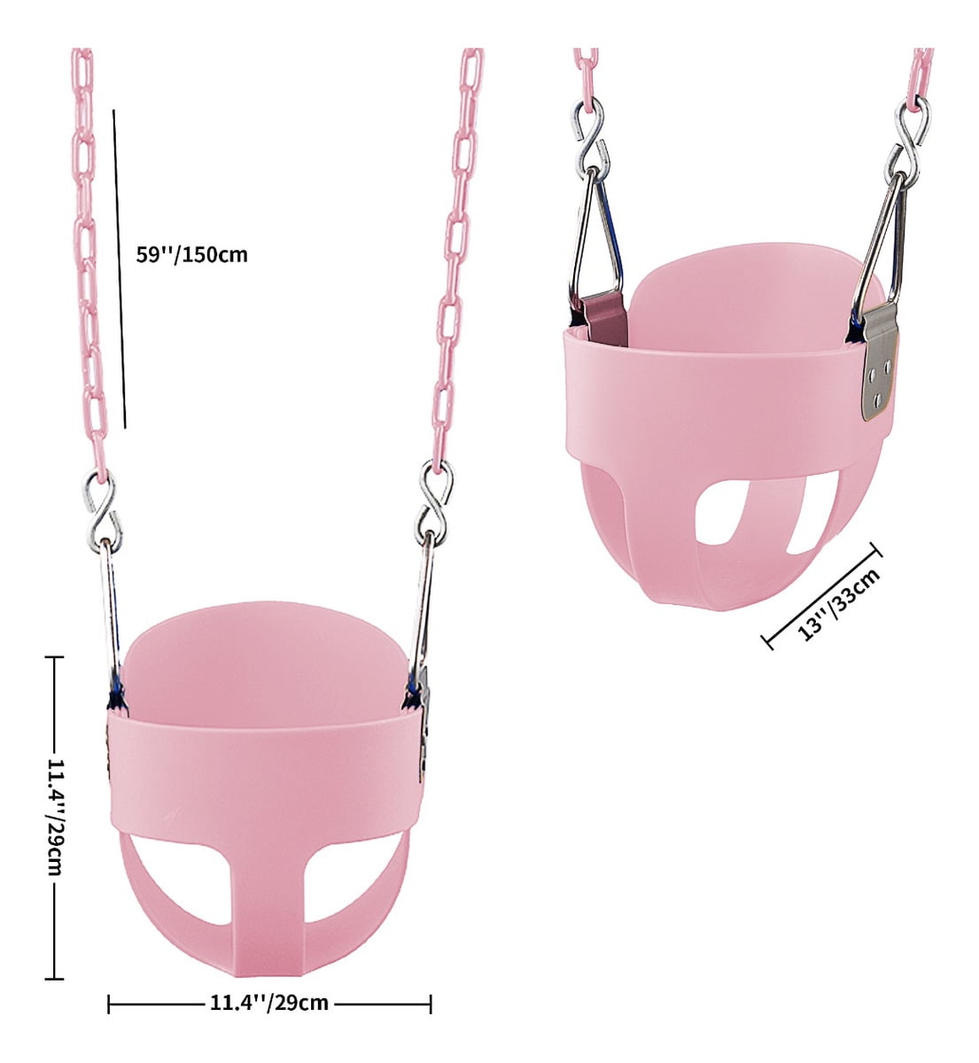 KINSPORY Toddler Swing Set, 59" Heavy-Duty Coated Iron Chains Baby Swing, High Back Full Bucket Infant Seat with Tree Straps, Backyard Outdoor Indoor