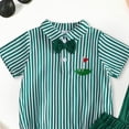 thumbnail image 4 of mgoYE Toddler Baby Boy Golf Outfit Hole in One Embroidery Striped Shirt Casual Suspenders Outfits Suits Summer Clothes(Dark Green,12-18 Months), 4 of 4