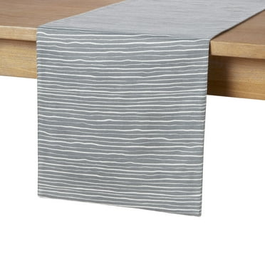 Mainstays Printed Drill Weave 72’’ x 14’’ Easy Care Cotton/Polyester Table Runner Gray