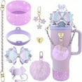 thumbnail image 3 of Bling Cup Accessories for 40oz & 30oz Tumbler Including Silicone Cute Bow Straw Topper Cover, Silicone Cup Boot, Water Bottle Handle Strap, Charms, 3 of 9