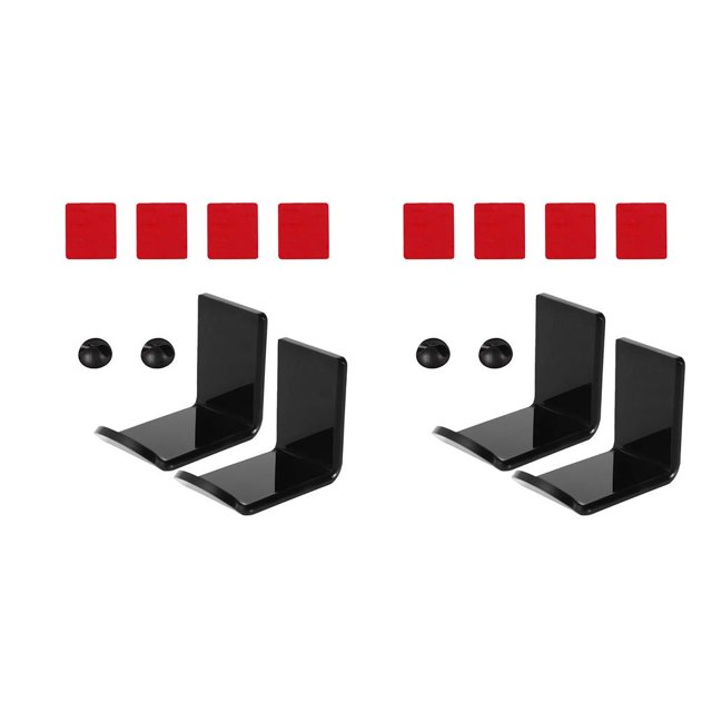 Sidaley Colgador de acrílico para almacenamiento de auriculares, autoadhesivo, Color sólido, barra de red para el hogar y la oficina, soporte Negro 2 piezas 2piezas