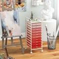 thumbnail image 4 of Costway 10 Drawer Rolling Storage Cart Scrapbook Paper Office School Organizer Gradient Pink, 4 of 9