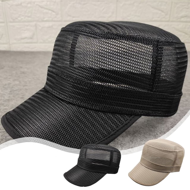 Gorro de Malla Beige para Hombre con Circunferencia de Cabeza Grande | Correa Ajustable | Material de Poliéster Transpirable | Gorra de Tallas Grandes a La Moda