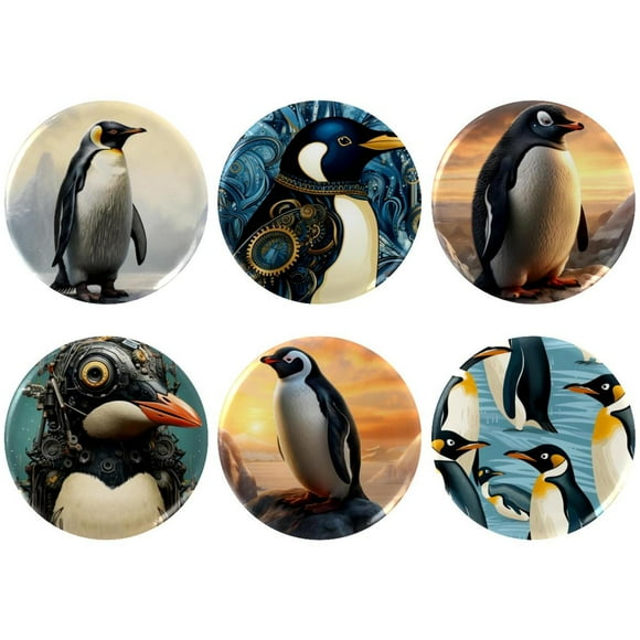 Penguin Badges with Pins for Backpacks Parties Ties Hats Corporate Events Personalized Custom Photo Text Logo Button