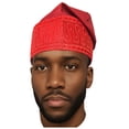 thumbnail image 2 of Red Embroidered African Hand woven Aso Oke Hat, 2 of 10