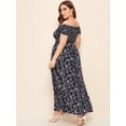 thumbnail image 2 of Women's Boho Floral Print Off Shoulder Split Long A Line Dress, 2 of 6