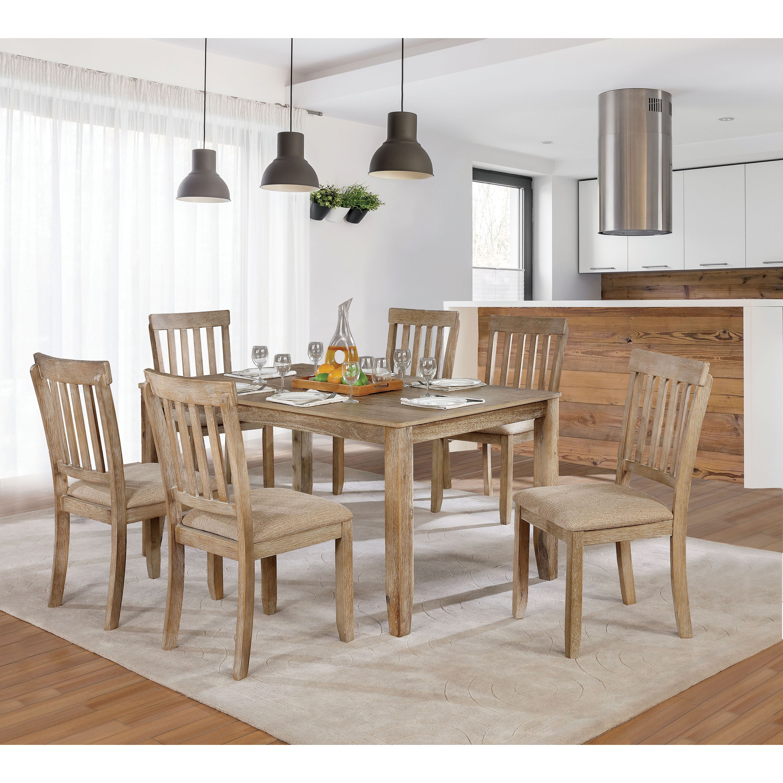 Furniture of America Mikel Rustic 7Piece Distressed Dining Set