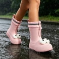 thumbnail image 4 of Cute Rain Boots for Women Big Eye Drawstring Cuff Mid Calf Rain Boots Waterproof Windproof Adjustable Slip On Garden Work Footwear, 4 of 6