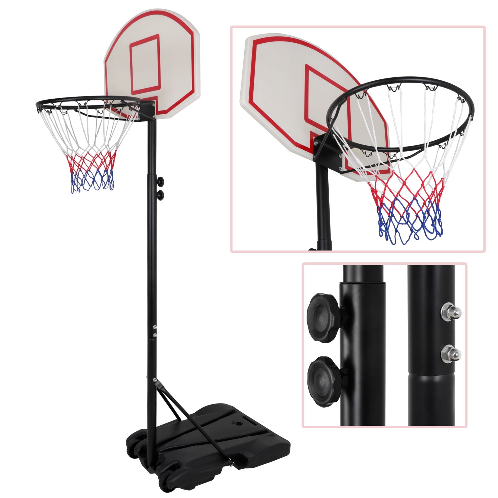 ZenStyle 5ft-7ft Adjustable Height 28" Portable Basketball System with Backboard