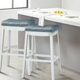 thumbnail image 3 of Topbuy Set of 4 Saddle Bar Stools Backless Nailhead Counter Stool with Grey Cushions White, 3 of 9