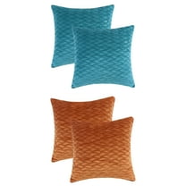 Unique Bargains 4 Solid Striped Square Decorative Throw Pillow Covers Textured Pillowcases Orange/Light Blue 18" x 18"