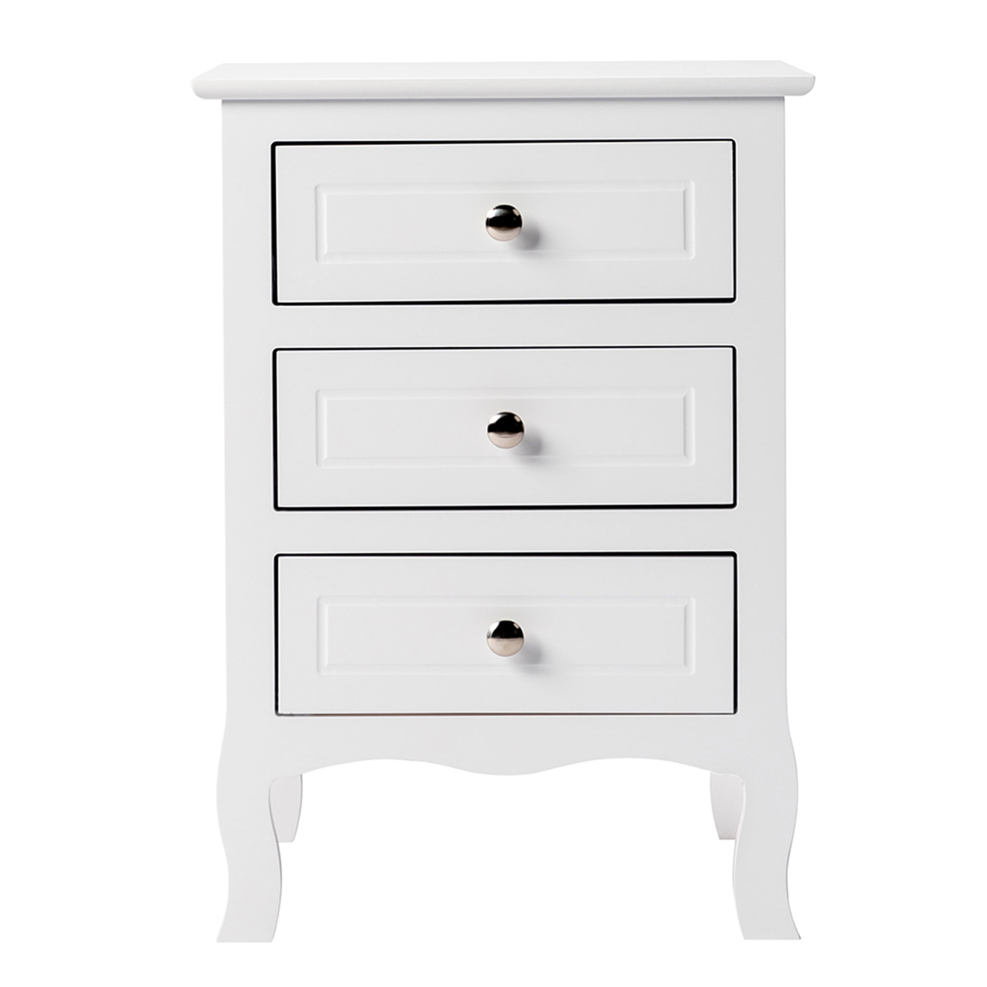Kadyn White Nightstand Side Table with 3 Drawers, Farmhouse Style Bedside Storage Chest Table , Wood End Table Decorative Table, Solid Wood Curved Legs, Living Room Decorative Furniture Kadyn White Nightstand Side Table with 3 Drawers, Farmhouse Style Bedside Storage Chest Table , Wood End Table Decorative Table, Solid Wood Curved Legs, Living Room Decorative Furniture