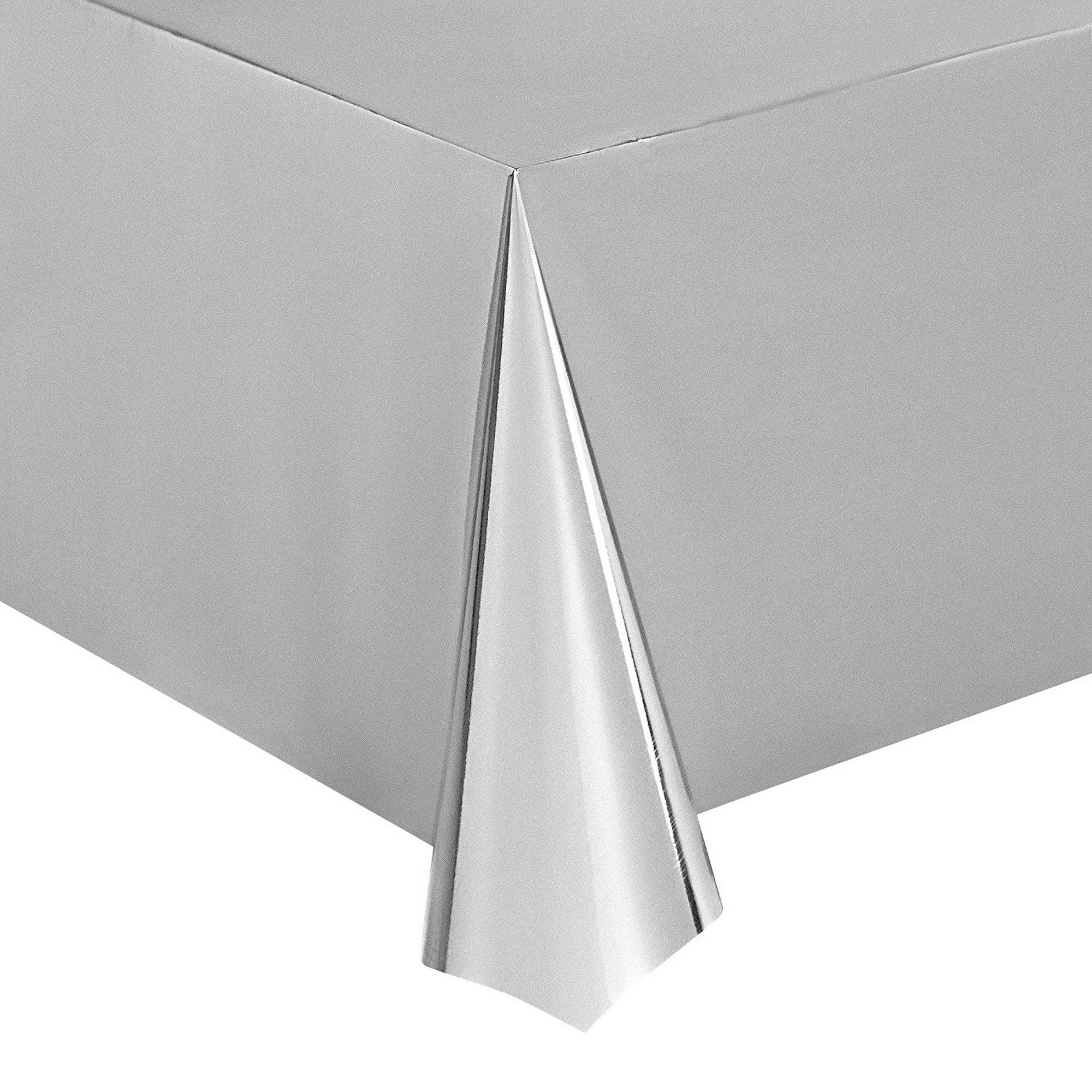 Silver Foil Tablecloth 3Pack 54 X 108 inch Shiny Plastic Tablecloth