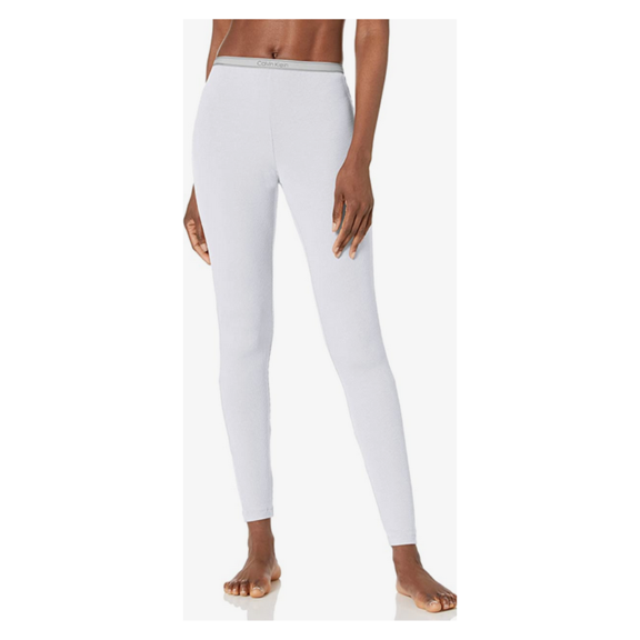 Calvin Klein Women's Modern Cotton Pure Ribbed Lounge Legging, White, Sz SM