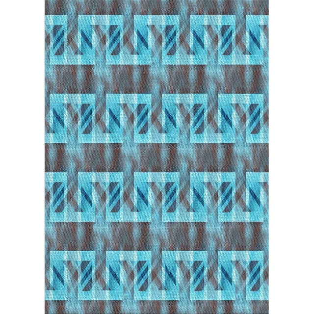 Ahgly Company Machine Washable Indoor Rectangle Transitional Bright Turquoise Blue Area Rugs, 5' x 8'