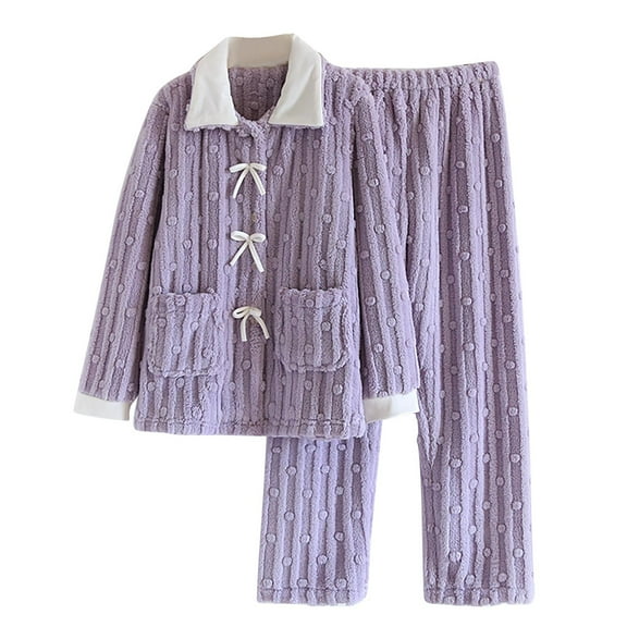 cfhntfmh Womens Fuzzy Pajamas Set Fleece Pullover Pants Winter Warm Long Sleeve Oversized Plush Comfy Sleepwear