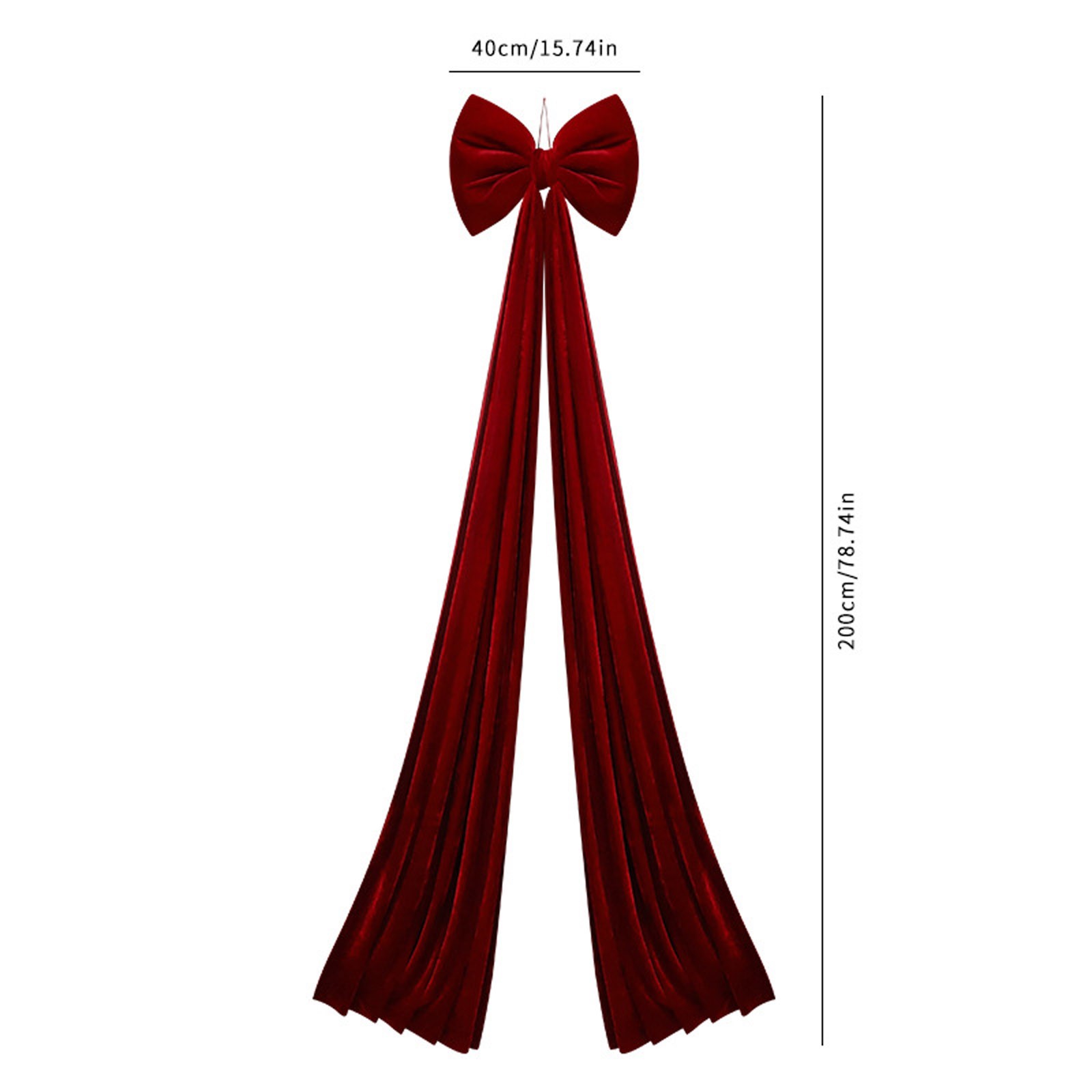 78.74x15.74 Inch Giant Red Velvet Christmas Bow, Extra Large Vintage Style Bow for Tree Topper and Wreath Decor, Outdoor Indoor Holiday Party Supplies (1PC-Red)