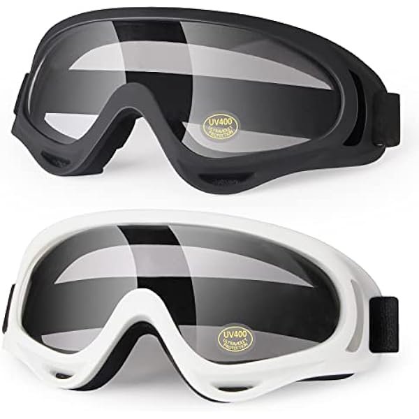 wonima02 Motorcycle Goggles ATV Dirt Bike Eyewear Motocross Riding Goggles Anti-Fog Scratch Dustproof Lens with Adjustable Elastic Headband for Men Women Kids Youth Adult 2 Pack clear Lens