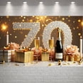 thumbnail image 3 of Golden Glitter 70th Birthday Banner Colorful Balloons Display Firework Design Gift Box Decor Birthday Party Backdrop for 70th Birthday Party Indoor Celebration Family Gathering, 3 of 9
