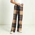 thumbnail image 5 of Kezqiaxn Bottoms for Women Fashion Plaid Elastic Waist Drawstring Casual Pajama Pants with Pockets Women's Clothing Multicolor D XL, 5 of 7