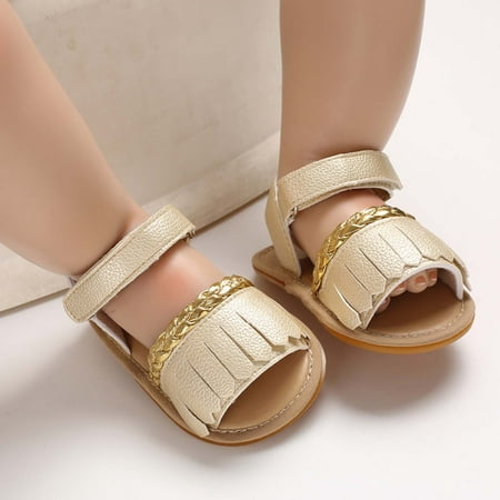 Herrnalise Newborn Baby Summer Sandals Tassel Soft Sole Crib Shoes Kids Anti-slip Prewalker clearance under 5