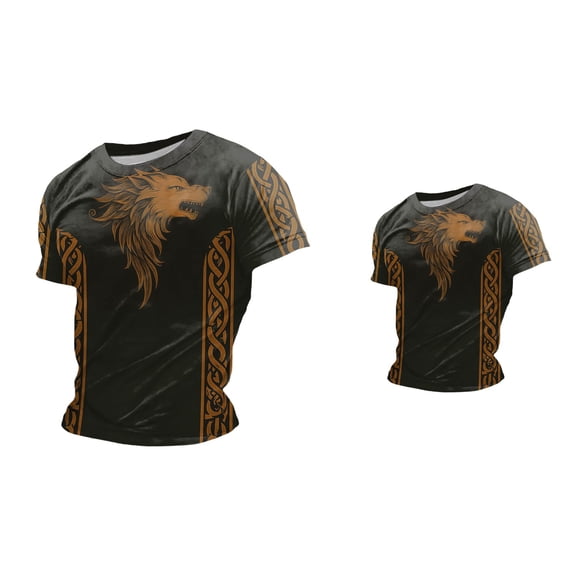 Fenrir Wolf 3D Print Norse Mythology T-Shirt, Viking Casual Tee for Men