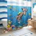 thumbnail image 5 of No Hook Shower Curtain, Funny Diving Giraffe Shower Curtains for Bathroom with See Through Top Window, Ocean Coastal Coral Fish Marine Life Waterproof & Washable Bath Curtain Long 72"x78", 5 of 9
