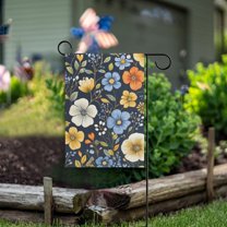 Yayeee Garden Flag 12" x 18" Double Sided Outdoor Yard Lawn Holiday Decorations, Navy Floral Pattern