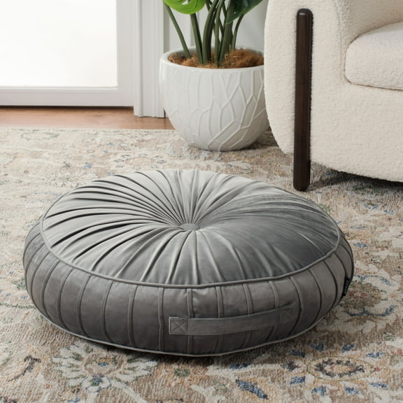 SAFAVIEH Clary Solid Floor Pillow, 25" x 25", Grey