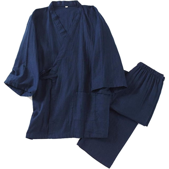 OWLONLINE Men's Japanese Kimono Cotton Pajamas Suit