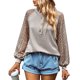 thumbnail image 3 of Camisa de manga farol, top tipo jersey para mujer, top con mangas ahuecadas y farol, top con botones en la parte delantera, confiabilidad excepcional, 3 of 9